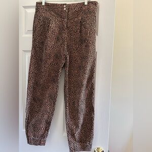 Anthropologie Animal Print Cropped Pants - Brown and Black